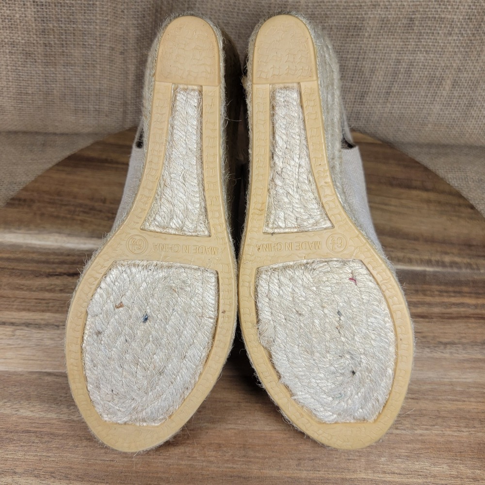 Talbots Espadrille Wedge Sandals Peep Toe Bow Slingback Jute Women's 6.5 Beige - Picture 8 of 10